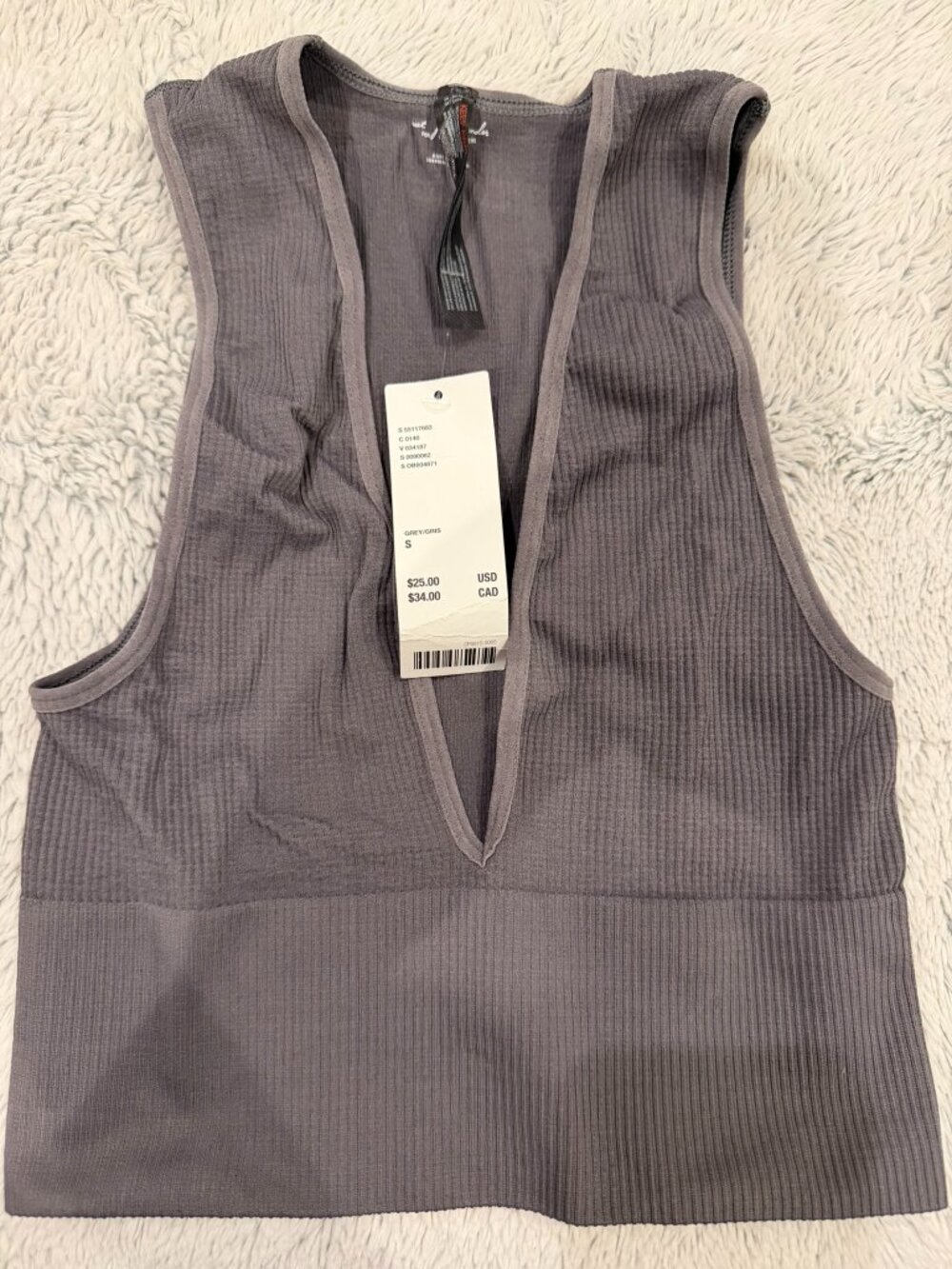 Grey "V" neck crop top tank
